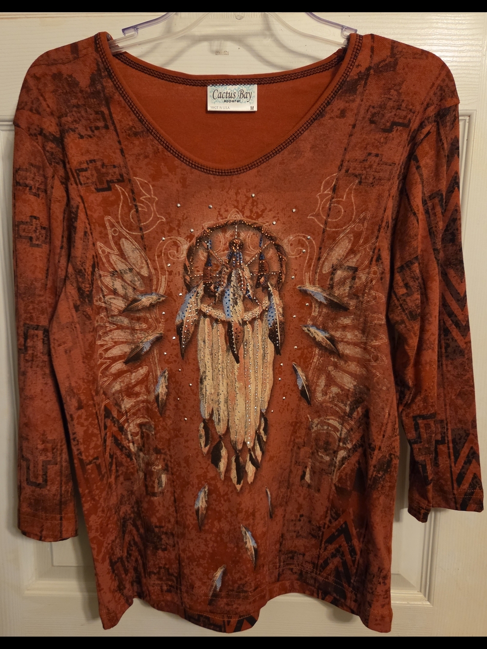 Cactus Rust Dreamcatcher Feather Long Sleeve Tee